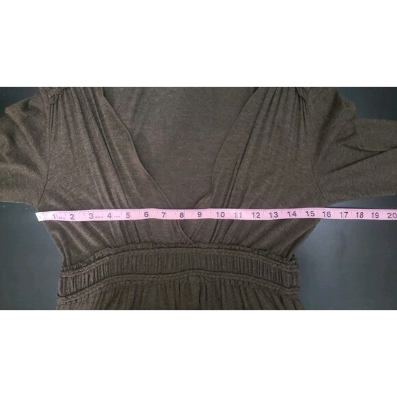 Max Studio Women's Medium Y2K Babydoll V Neck Empire Waist Brown Tunic Dress - Picture 9 of 10